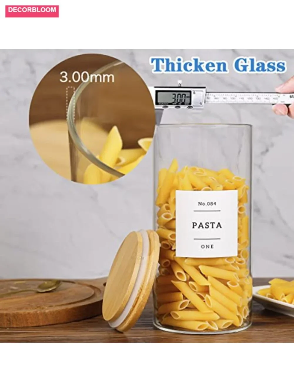 5 Pcs Glass Food Storage Containers With 132 Pantry Labels Preprinted